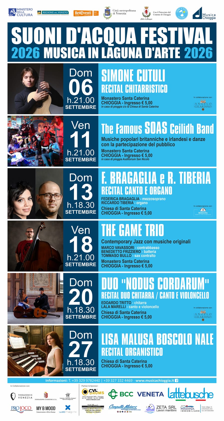 Riccardo Tiberia all'organo con Federica Bragaglia: il recital del 13 settembre a Chioggia per Suoni d'Acqua Festival
